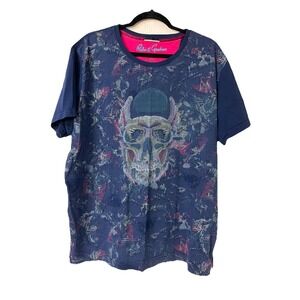 Robert Graham Blue T-Shirt Graphic with Skull Size Big 2XL